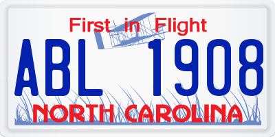 NC license plate ABL1908