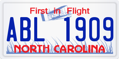 NC license plate ABL1909