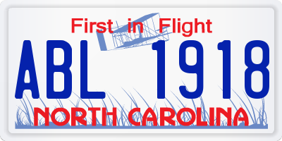 NC license plate ABL1918