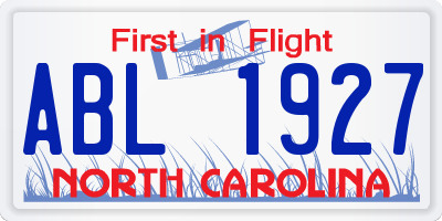 NC license plate ABL1927