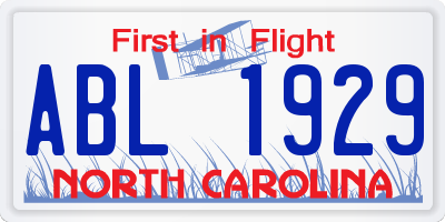 NC license plate ABL1929