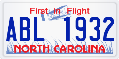 NC license plate ABL1932