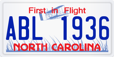 NC license plate ABL1936