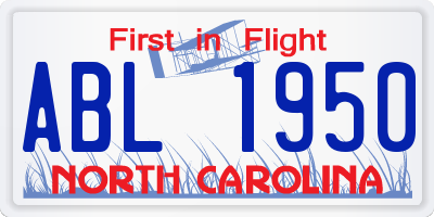 NC license plate ABL1950