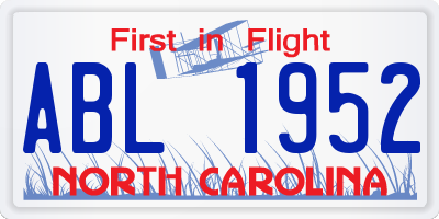 NC license plate ABL1952