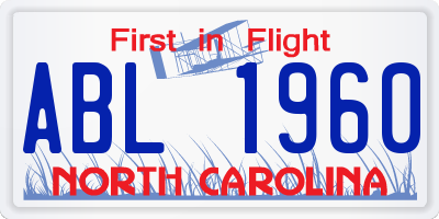 NC license plate ABL1960