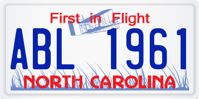 NC license plate ABL1961