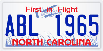NC license plate ABL1965