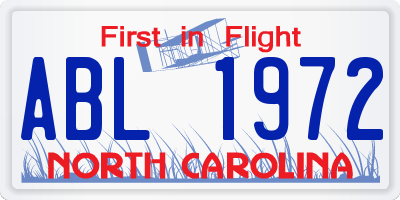 NC license plate ABL1972