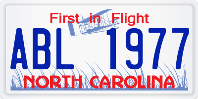 NC license plate ABL1977