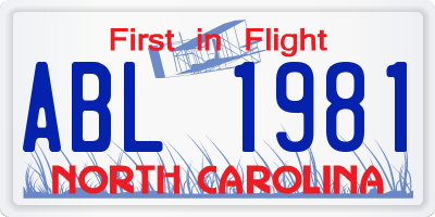 NC license plate ABL1981
