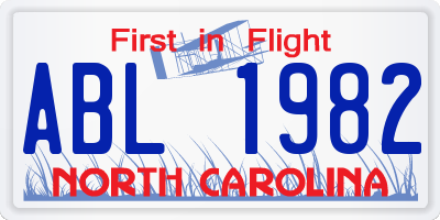 NC license plate ABL1982