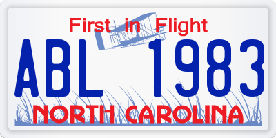 NC license plate ABL1983