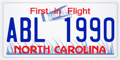 NC license plate ABL1990