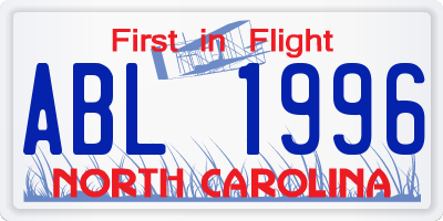 NC license plate ABL1996