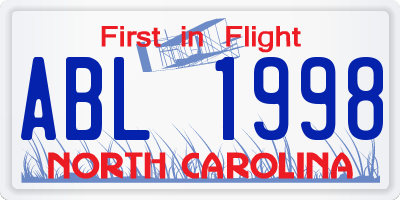 NC license plate ABL1998