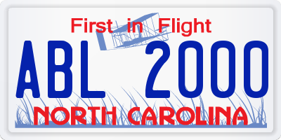 NC license plate ABL2000