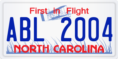 NC license plate ABL2004