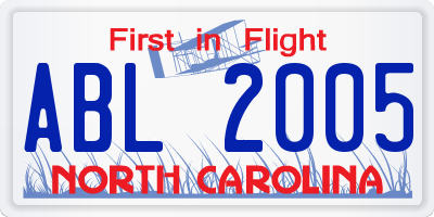 NC license plate ABL2005