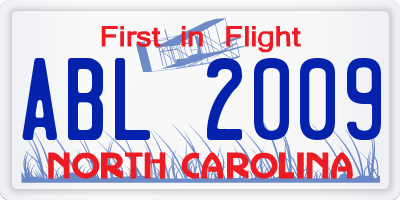 NC license plate ABL2009