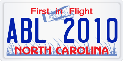 NC license plate ABL2010