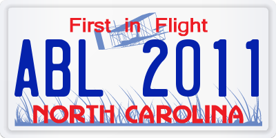 NC license plate ABL2011