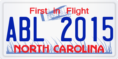 NC license plate ABL2015