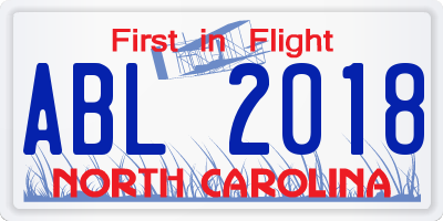 NC license plate ABL2018