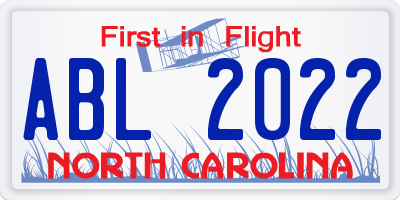 NC license plate ABL2022
