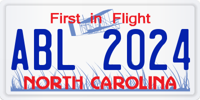 NC license plate ABL2024