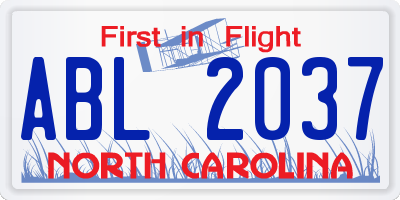 NC license plate ABL2037