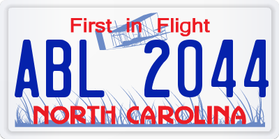 NC license plate ABL2044