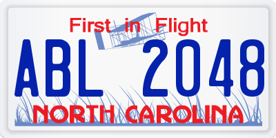 NC license plate ABL2048