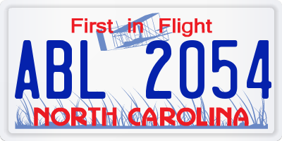 NC license plate ABL2054