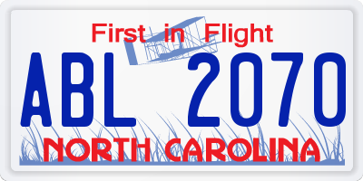 NC license plate ABL2070
