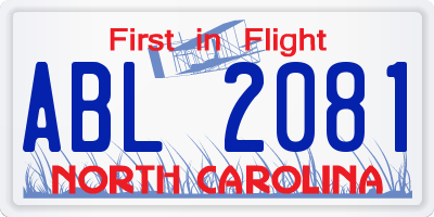 NC license plate ABL2081
