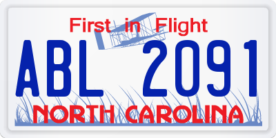 NC license plate ABL2091
