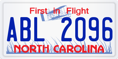 NC license plate ABL2096