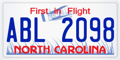 NC license plate ABL2098