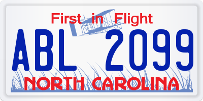 NC license plate ABL2099