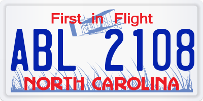 NC license plate ABL2108