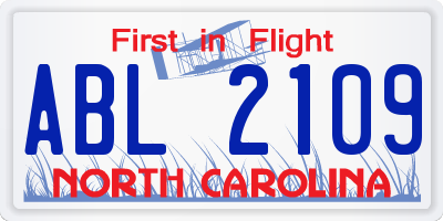 NC license plate ABL2109