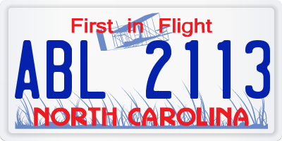 NC license plate ABL2113