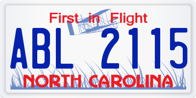 NC license plate ABL2115