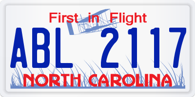NC license plate ABL2117