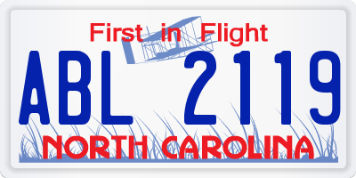 NC license plate ABL2119