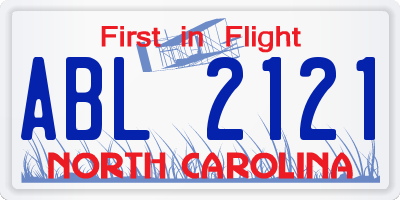 NC license plate ABL2121