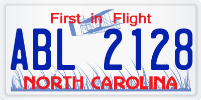 NC license plate ABL2128