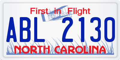 NC license plate ABL2130