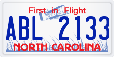 NC license plate ABL2133